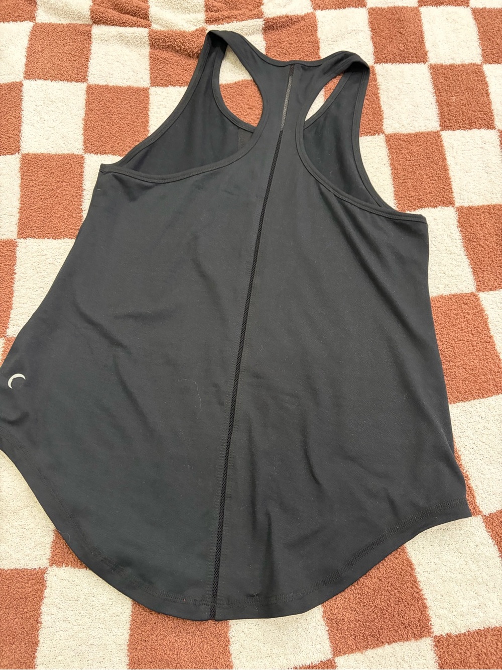 Black Racerback Tank Top with Mesh Inset - Picture 2 of 3